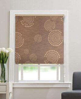 Prettify Decor Blackout Fabric Window Roller Blind for Bedroom, Kitchen, Bathroom, Sliding Door and French Door, Circle Desig36(W) X 52"(H), Brown