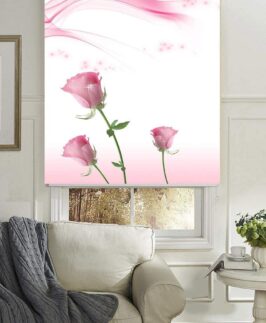 Prettify Decor Blackout Roller Blinds for Window- Baby Pink Rose Flower Design Size - 36"(W) X 36"(H)