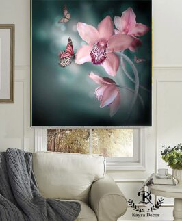 Prettify Decor Blackout Roller Blinds for Window - Pink Orchids Flowers Design Size - 36"(W) X 36"(H)