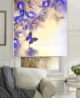 Prettify Decor Blackout Roller Blinds for Window - Blue Butterfly Pea Edible Flower Design Size - 36"(W) X 36"(H)