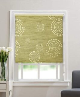 Prettify Decor Blackout Fabric Window Roller Blind for Bedroom, Kitchen, Bathroom, Sliding Door and French Door, Circle Desig36(W) X 40"(H), Green